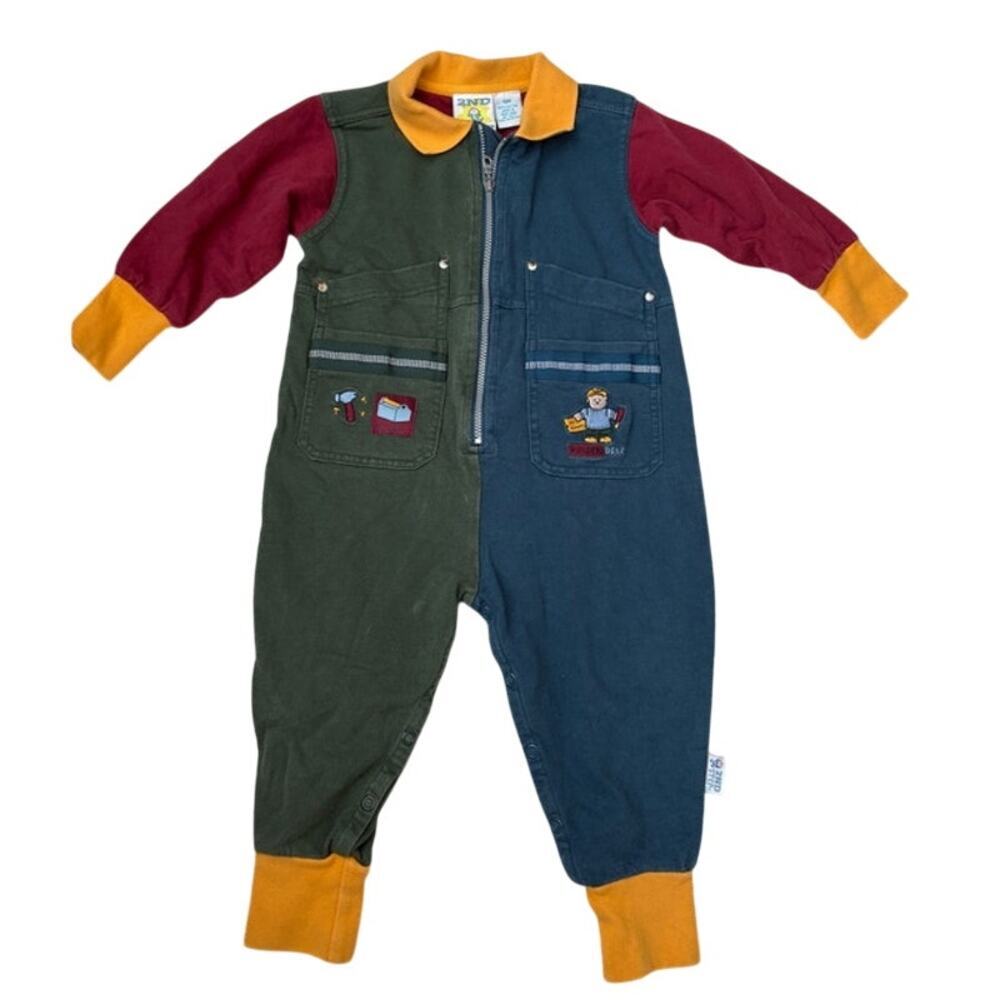 2nd Step Vintage Boys Builder Bear Color Block Long Sleeve Jumper Size 18 Month